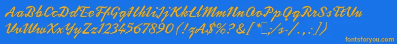 CoptekLetPlain.1.0-Schriftart – Orangefarbene Schriften auf blauem Hintergrund