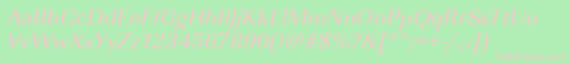 Fonte ImperialstdMediumItalic – fontes rosa em um fundo verde