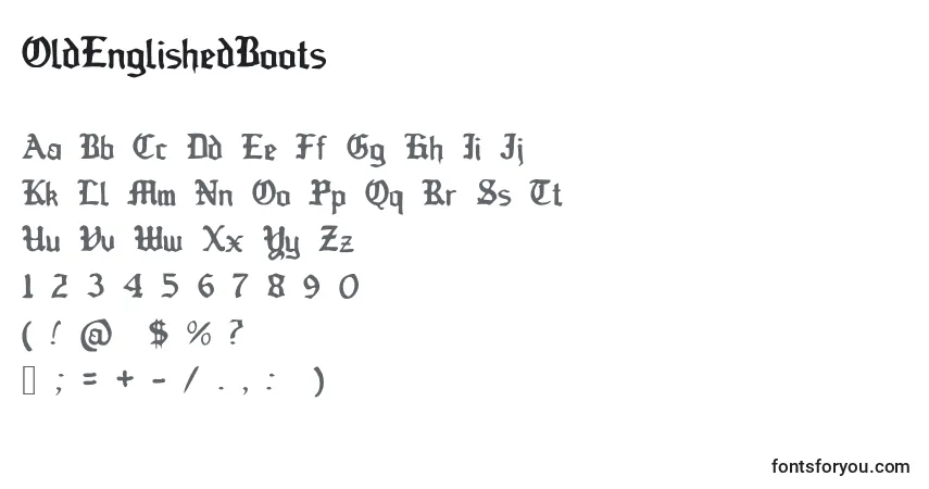Czcionka OldEnglishedBoots – alfabet, cyfry, specjalne znaki