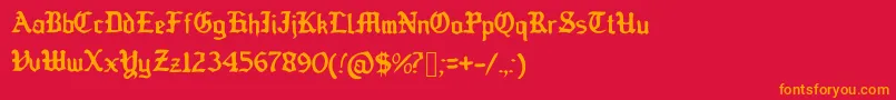 フォントOldEnglishedBoots – 赤い背景にオレンジの文字