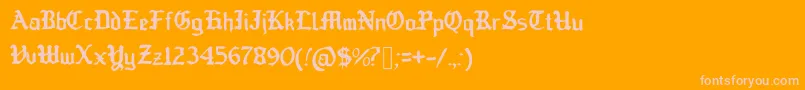 OldEnglishedBoots-Schriftart – Rosa Schriften auf orangefarbenem Hintergrund