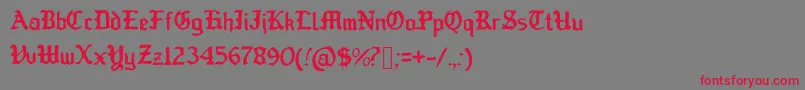 フォントOldEnglishedBoots – 赤い文字の灰色の背景