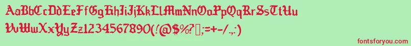 OldEnglishedBoots-Schriftart – Rote Schriften auf grünem Hintergrund