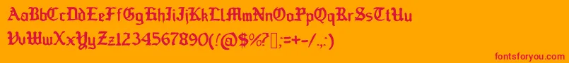 Шрифт OldEnglishedBoots – красные шрифты на оранжевом фоне
