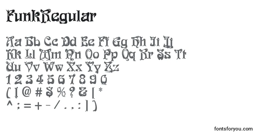 A fonte FunkRegular – alfabeto, números, caracteres especiais