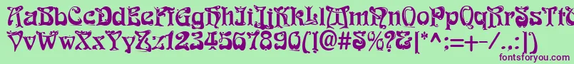 FunkRegular Font – Purple Fonts on Green Background