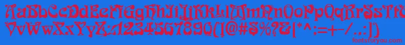 FunkRegular Font – Red Fonts on Blue Background