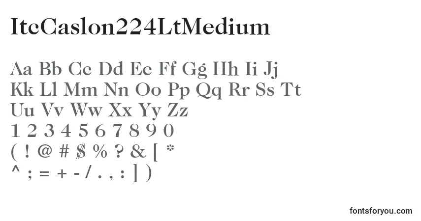 A fonte ItcCaslon224LtMedium – alfabeto, números, caracteres especiais