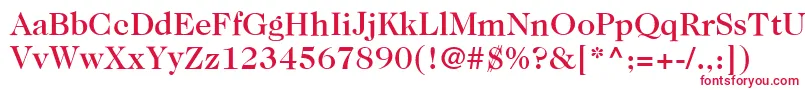 フォントItcCaslon224LtMedium – 白い背景に赤い文字