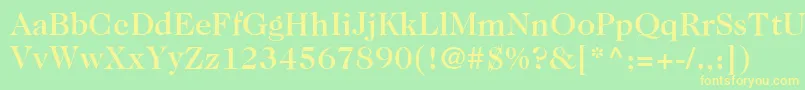 Fonte ItcCaslon224LtMedium – fontes amarelas em um fundo verde