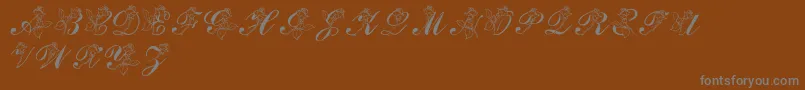 LmsRose-fontti – harmaat kirjasimet ruskealla taustalla