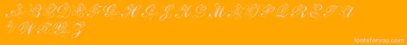 LmsRose-fontti – vaaleanpunaiset fontit oranssilla taustalla