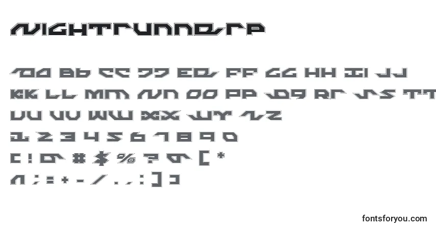 A fonte Nightrunnerp – alfabeto, números, caracteres especiais
