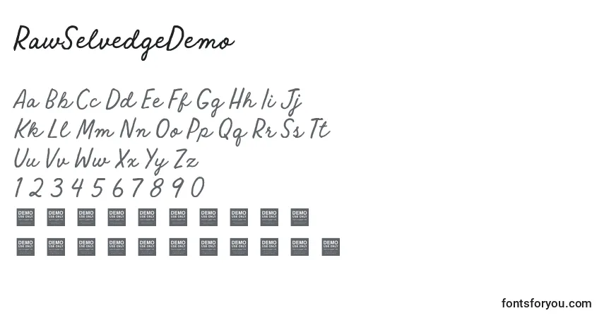 A fonte RawSelvedgeDemo – alfabeto, números, caracteres especiais