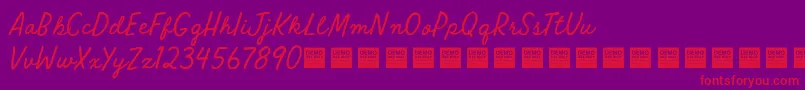 Weitere Informationen zur RawSelvedgeDemo-Schriftart RawSelvedgeDemo-Schriftart – Rote Schriften auf violettem Hintergrund