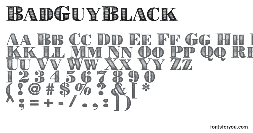 Шрифт BadGuyBlack (97818) – алфавит, цифры, специальные символы