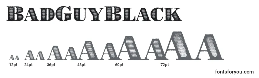 Размеры шрифта BadGuyBlack (97818)