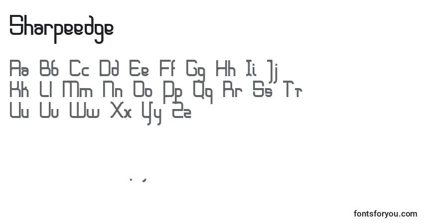 A fonte Sharpeedge – alfabeto, números, caracteres especiais