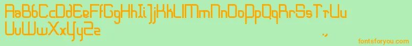 Sharpeedge-Schriftart – Orangefarbene Schriften auf grünem Hintergrund