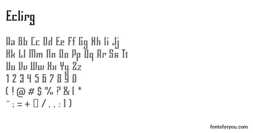 A fonte Eclirg – alfabeto, números, caracteres especiais