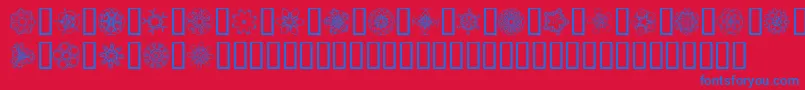 JiKaleidoscopeBats4-Schriftart – Blaue Schriften auf rotem Hintergrund