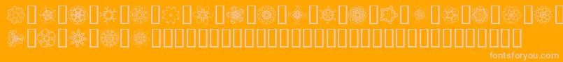 JiKaleidoscopeBats4-fontti – vaaleanpunaiset fontit oranssilla taustalla