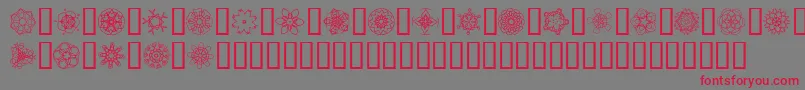 フォントJiKaleidoscopeBats4 – 赤い文字の灰色の背景