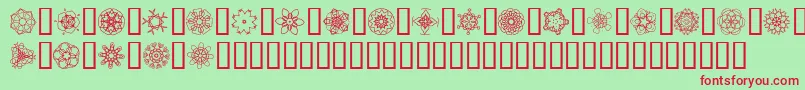 フォントJiKaleidoscopeBats4 – 赤い文字の緑の背景