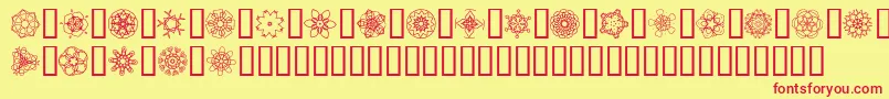 JiKaleidoscopeBats4 Font – Red Fonts on Yellow Background