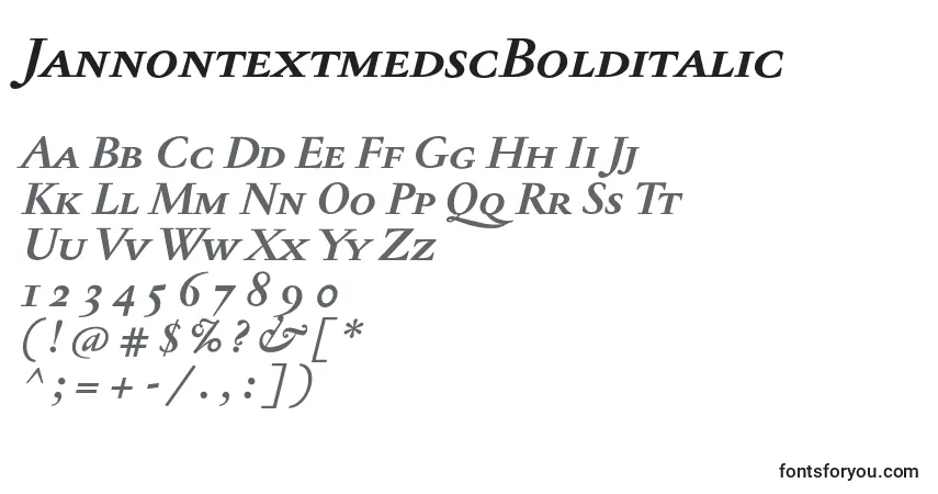 A fonte JannontextmedscBolditalic – alfabeto, números, caracteres especiais