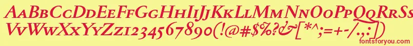 JannontextmedscBolditalic Font – Red Fonts on Yellow Background