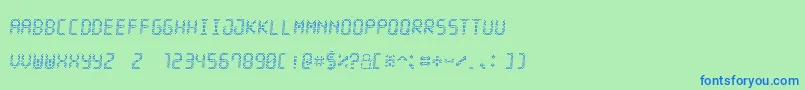 LedStadion7Italic Font – Blue Fonts on Green Background