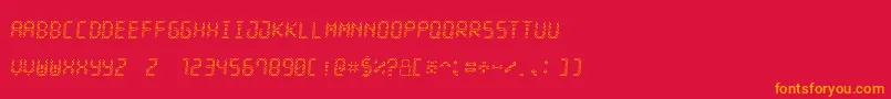 LedStadion7Italic-Schriftart – Orangefarbene Schriften auf rotem Hintergrund