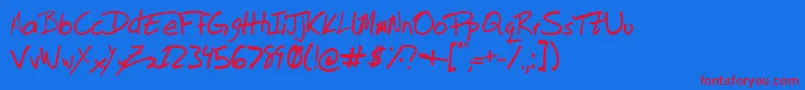 Duntonwriting Font – Red Fonts on Blue Background