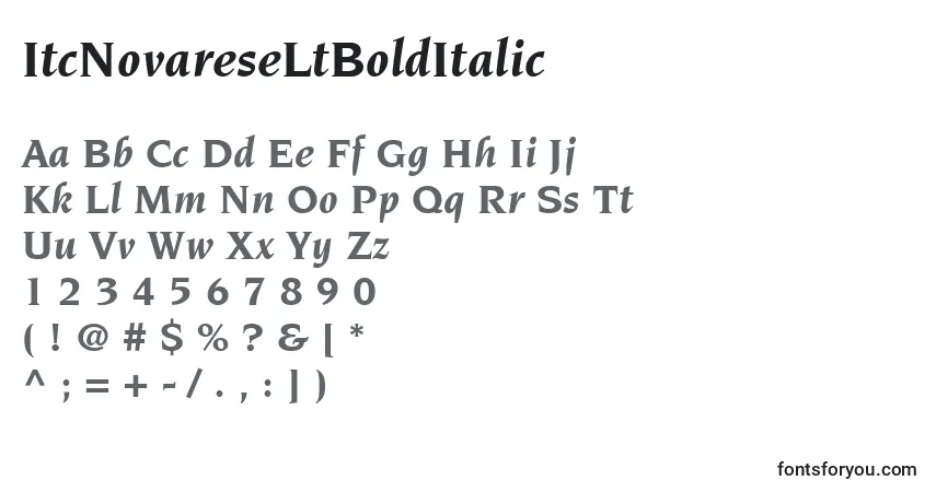 Fuente ItcNovareseLtBoldItalic - alfabeto, números, caracteres especiales
