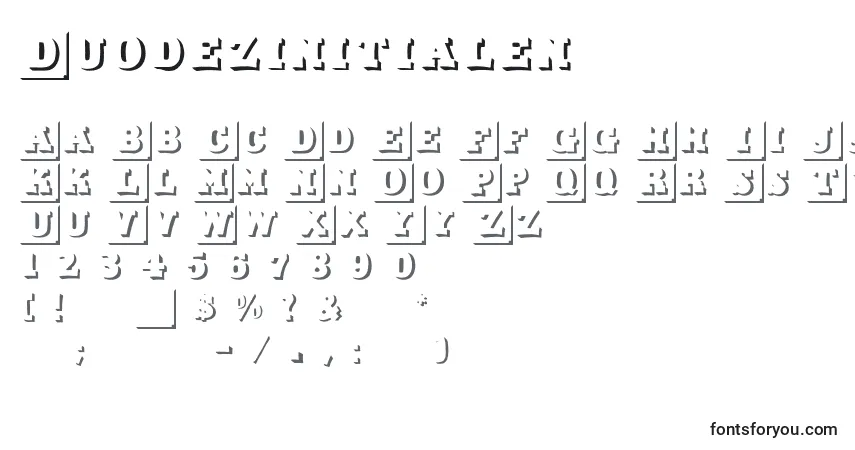 Czcionka Duodezinitialen – alfabet, cyfry, specjalne znaki
