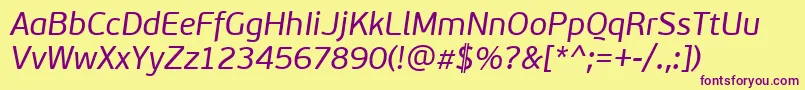 PfbeausansproItalic Font – Purple Fonts on Yellow Background