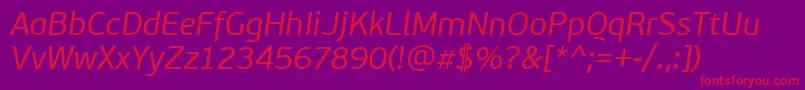 PfbeausansproItalic Font – Red Fonts on Purple Background