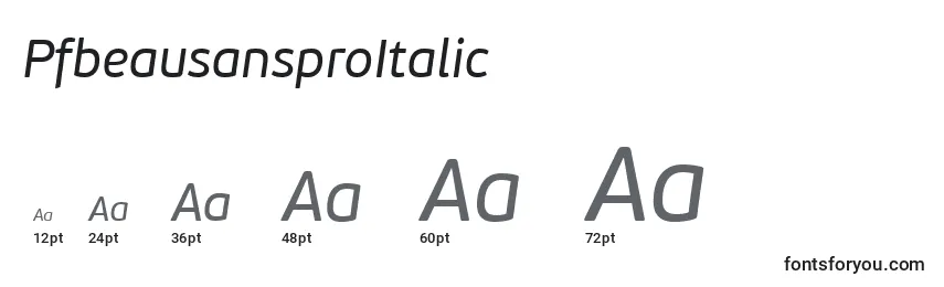 Размеры шрифта PfbeausansproItalic