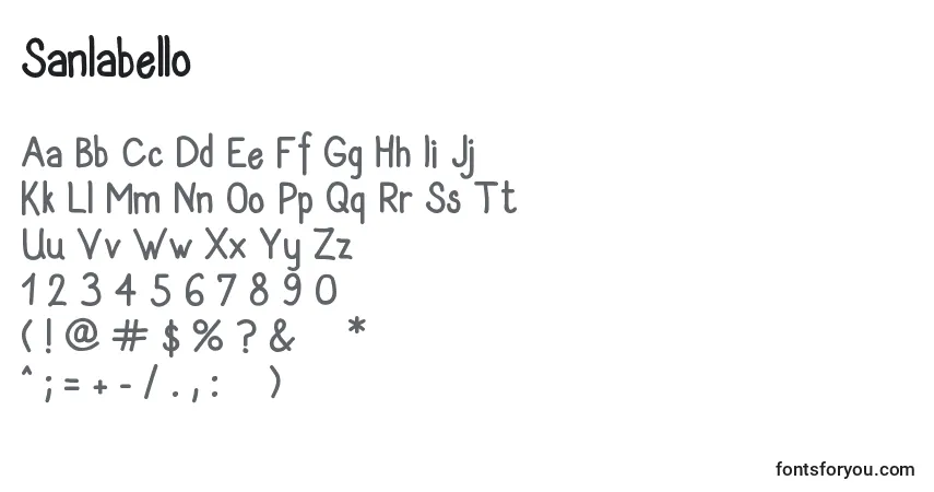 Schriftart Sanlabello – Alphabet, Zahlen, spezielle Symbole
