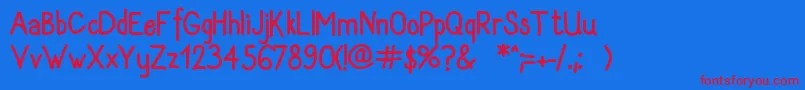 Sanlabello-Schriftart – Rote Schriften auf blauem Hintergrund