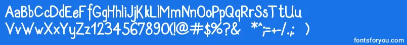 Sanlabello-Schriftart – Weiße Schriften auf blauem Hintergrund