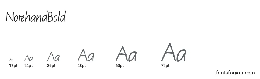 NotehandBold Font Sizes