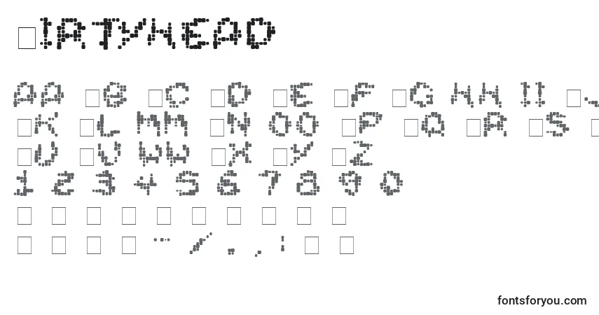 Czcionka Dirtyhead – alfabet, cyfry, specjalne znaki