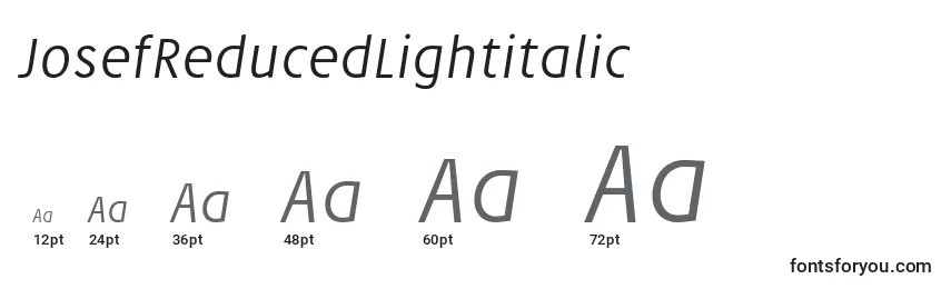 JosefReducedLightitalic (97840) Font Sizes