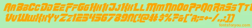 Шрифт Omegaforceital11 – оранжевые шрифты на зелёном фоне