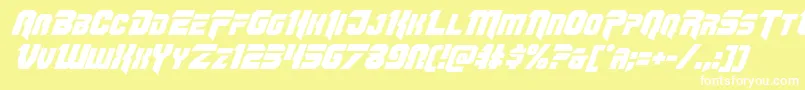 Шрифт Omegaforceital11 – белые шрифты на жёлтом фоне