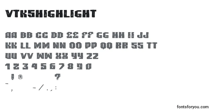 A fonte VtksHighlight – alfabeto, números, caracteres especiais