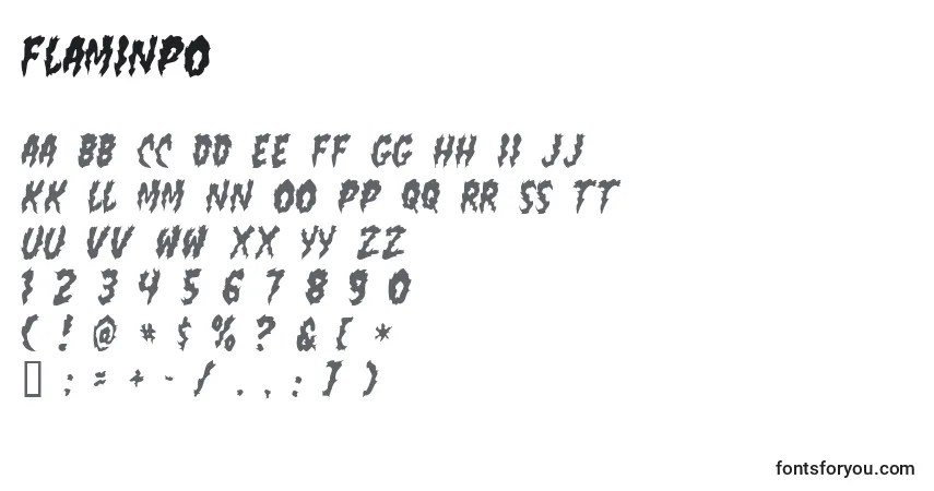 Schriftart Flaminpo – Alphabet, Zahlen, spezielle Symbole
