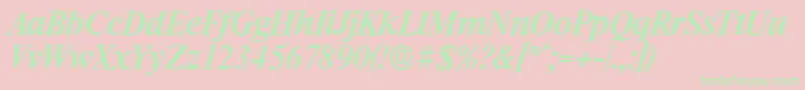 RiccioneserialMediumItalic Font – Green Fonts on Pink Background